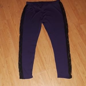 Purple leggings with lace sides
